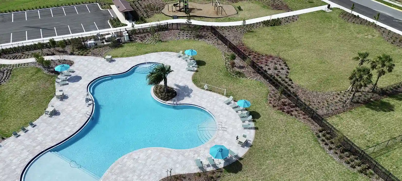 Hammock Oaks Ryan Amenity Center Pool Aerial at Hammock-Oaks in Lady Lake FL